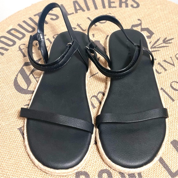 Charles & Keith Black Ankle Strap Flat Espadrille Sandals EU36 - Picture 3 of 9